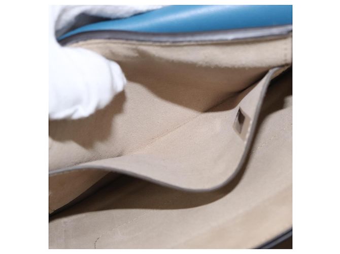 Chloé Borsa a Spalla Chloe Fay in Pelle Scamosciata Blu Oro Auth BA8910 D'oro - vista 24