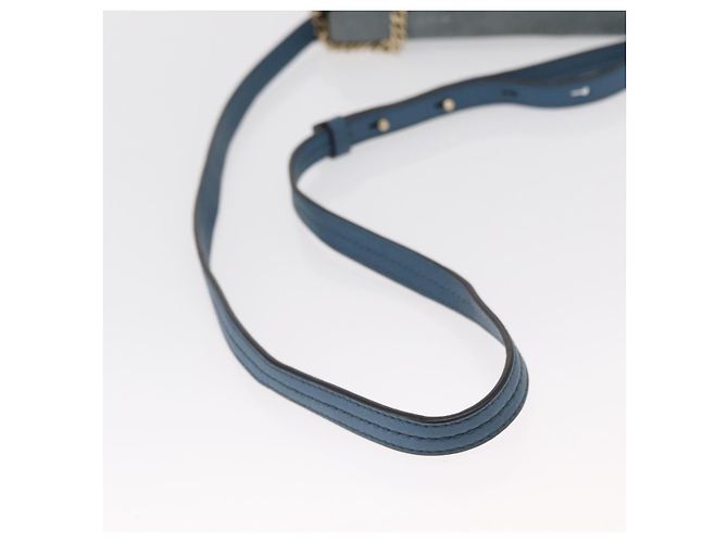 Chloé Borsa a Spalla Chloe Fay in Pelle Scamosciata Blu Oro Auth BA8910 D'oro - vista 7