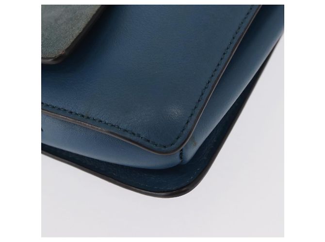 Chloé Borsa a Spalla Chloe Fay in Pelle Scamosciata Blu Oro Auth BA8910 D'oro - vista 9