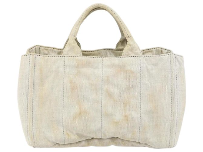 PRADA Canapa MM Borsa a mano in tela grigia oro Auth 151445 Marrone D'oro - vista 2