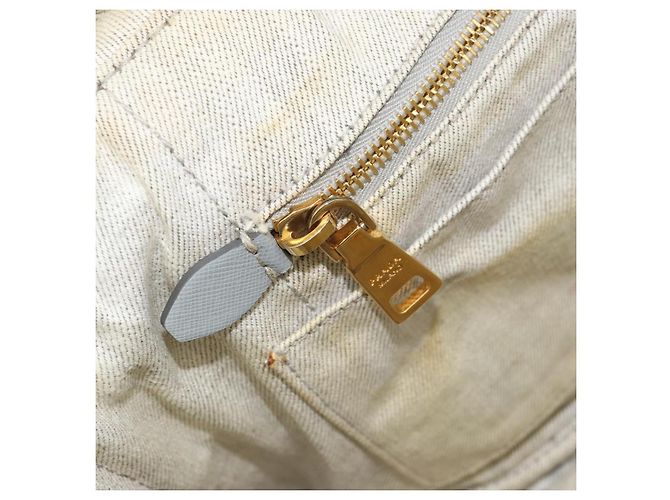 PRADA Canapa MM Borsa a mano in tela grigia oro Auth 151445 Marrone D'oro - vista 23