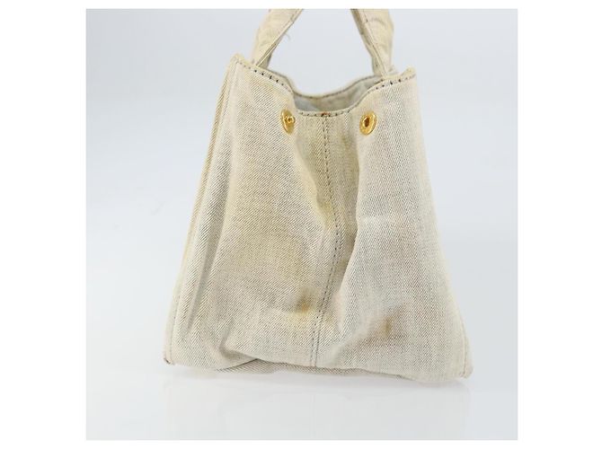 PRADA Canapa MM Borsa a mano in tela grigia oro Auth 151445 Marrone D'oro - vista 4