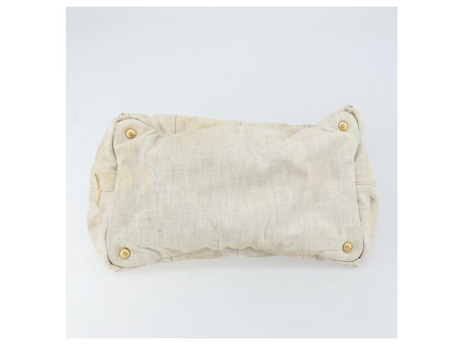 PRADA Canapa MM Borsa a mano in tela grigia oro Auth 151445 Marrone D'oro - vista 5