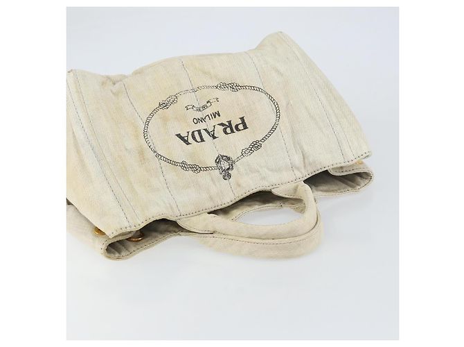 PRADA Canapa MM Borsa a mano in tela grigia oro Auth 151445 Marrone D'oro - vista 6