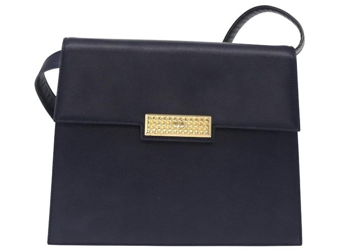 Borsa a Spalla Christian Dior in Pelle Blu Navy Oro Auth BA8852 D'oro - vista 13
