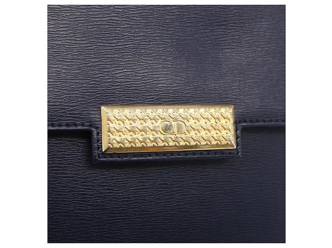 Borsa a Spalla Christian Dior in Pelle Blu Navy Oro Auth BA8852 D'oro - vista 17
