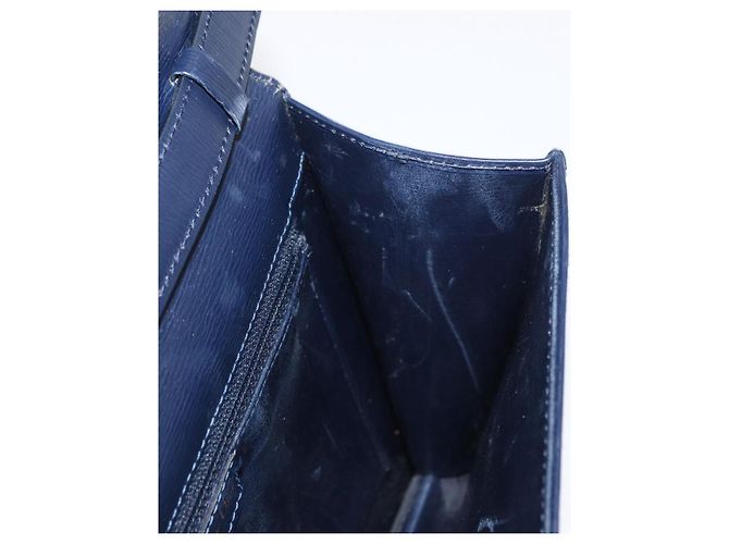 Borsa a Spalla Christian Dior in Pelle Blu Navy Oro Auth BA8852 D'oro - vista 19