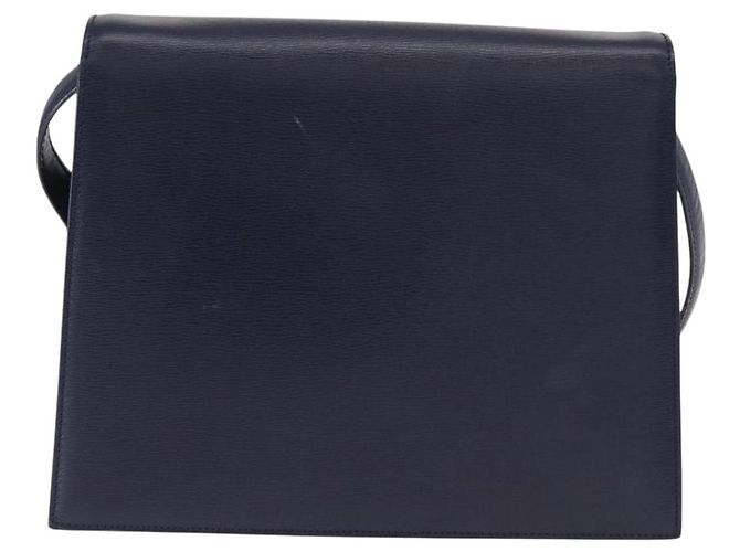 Borsa a Spalla Christian Dior in Pelle Blu Navy Oro Auth BA8852 D'oro - vista 2