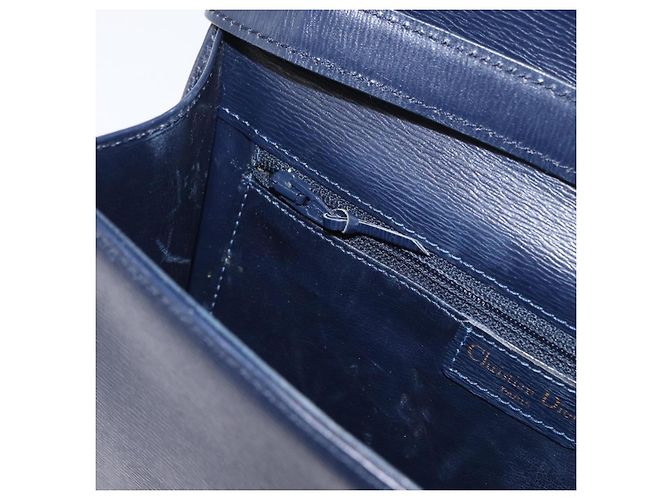 Borsa a Spalla Christian Dior in Pelle Blu Navy Oro Auth BA8852 D'oro - vista 21