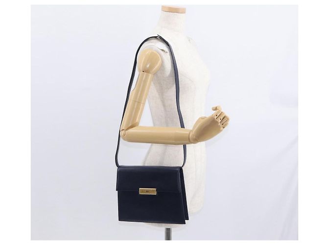Borsa a Spalla Christian Dior in Pelle Blu Navy Oro Auth BA8852 D'oro - vista 23