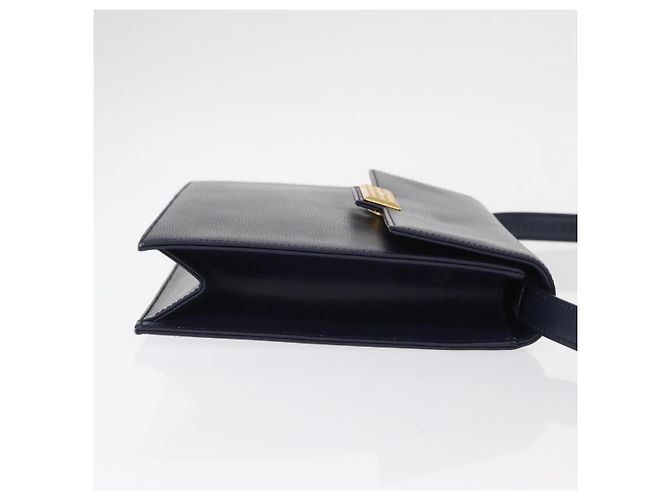 Borsa a Spalla Christian Dior in Pelle Blu Navy Oro Auth BA8852 D'oro - vista 3