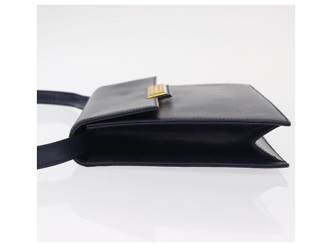 Borsa a Spalla Christian Dior in Pelle Blu Navy Oro Auth BA8852 D'oro - vista 4