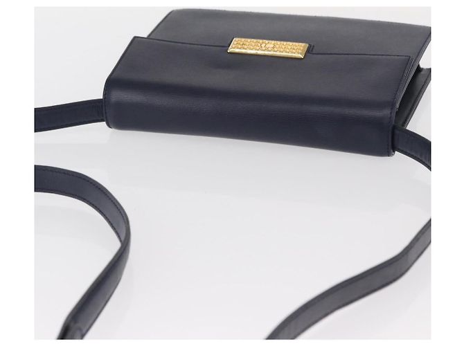 Borsa a Spalla Christian Dior in Pelle Blu Navy Oro Auth BA8852 D'oro - vista 6