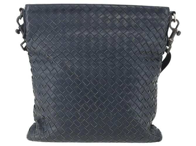 Autre Marque Borsa a Spalla in Pelle Intrecciato Bottega Veneta Navy Auth ka844 Blu navy - vista 2