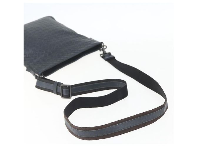 Autre Marque Borsa a Spalla in Pelle Intrecciato Bottega Veneta Navy Auth ka844 Blu navy - vista 7