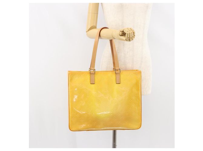 LOUIS VUITTON Borsa Tote Columbus Monogram Vernis Giallo Lime M91047 Auth ep12233 D'oro - vista 22