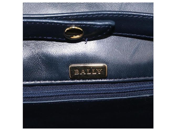 BALLY Borsa a Spalla in Pelle 2 in 1 Blu Navy Oro Auth 156489 D'oro - vista 11