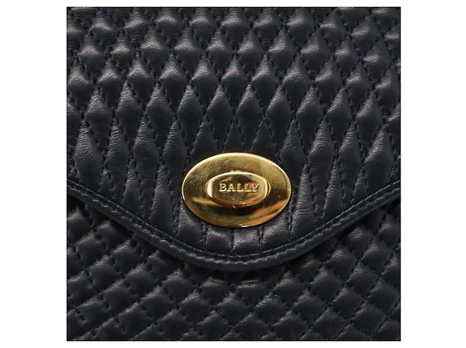 BALLY Borsa a Spalla in Pelle 2 in 1 Blu Navy Oro Auth 156489 D'oro - vista 18