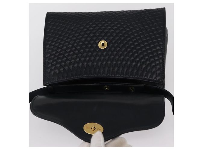 BALLY Borsa a Spalla in Pelle 2 in 1 Blu Navy Oro Auth 156489 D'oro - vista 19