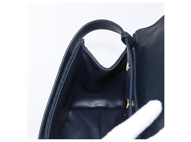BALLY Borsa a Spalla in Pelle 2 in 1 Blu Navy Oro Auth 156489 D'oro - vista 21