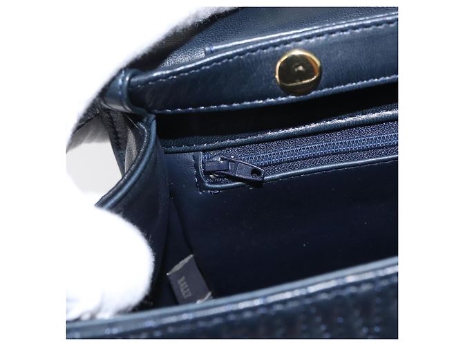 BALLY Borsa a Spalla in Pelle 2 in 1 Blu Navy Oro Auth 156489 D'oro - vista 22