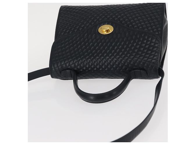 BALLY Borsa a Spalla in Pelle 2 in 1 Blu Navy Oro Auth 156489 D'oro - vista 6