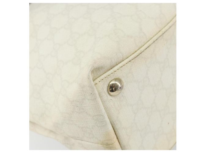 Gucci Borsa Tote GG Supreme in PVC pelle bianca e oro 152630 Auth bs31729 Bianco D'oro - vista 15
