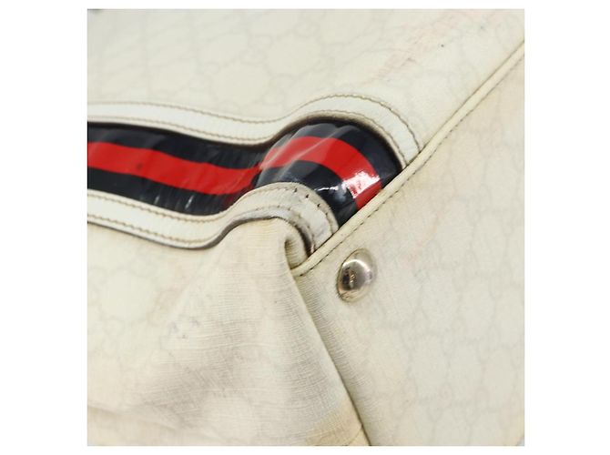 Gucci Borsa Tote GG Supreme in PVC pelle bianca e oro 152630 Auth bs31729 Bianco D'oro - vista 17