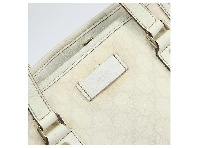 Gucci Borsa Tote GG Supreme in PVC pelle bianca e oro 152630 Auth bs31729 Bianco D'oro - vista 18