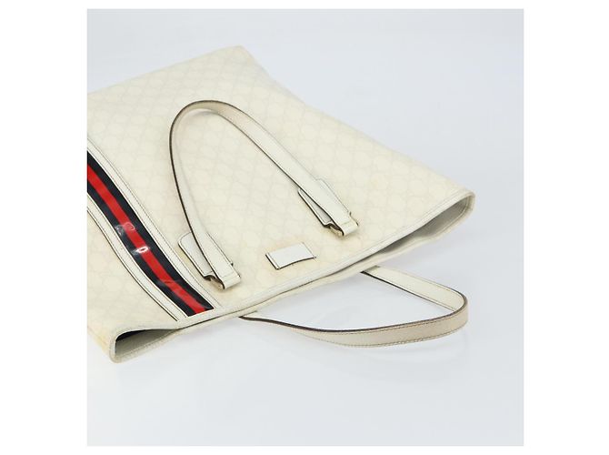 Gucci Borsa Tote GG Supreme in PVC pelle bianca e oro 152630 Auth bs31729 Bianco D'oro - vista 6