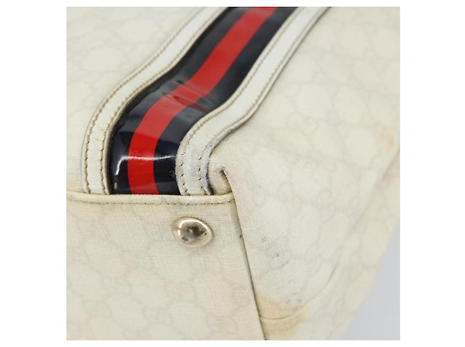 Gucci Borsa Tote GG Supreme in PVC pelle bianca e oro 152630 Auth bs31729 Bianco D'oro - vista 8