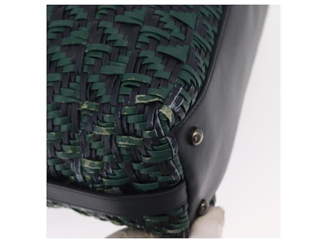 CHANEL Borsa a Mano in Pelle 2 in 1 Verde CC Auth BA8704 - vista 10