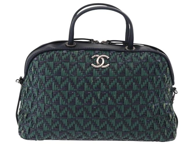 CHANEL Borsa a Mano in Pelle 2 in 1 Verde CC Auth BA8704 - vista 13