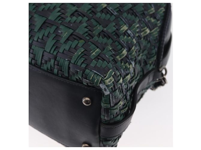 CHANEL Borsa a Mano in Pelle 2 in 1 Verde CC Auth BA8704 - vista 15