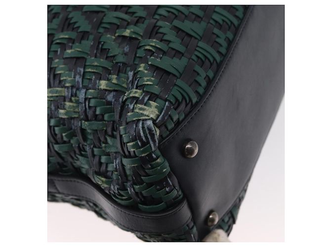 CHANEL Borsa a Mano in Pelle 2 in 1 Verde CC Auth BA8704 - vista 16