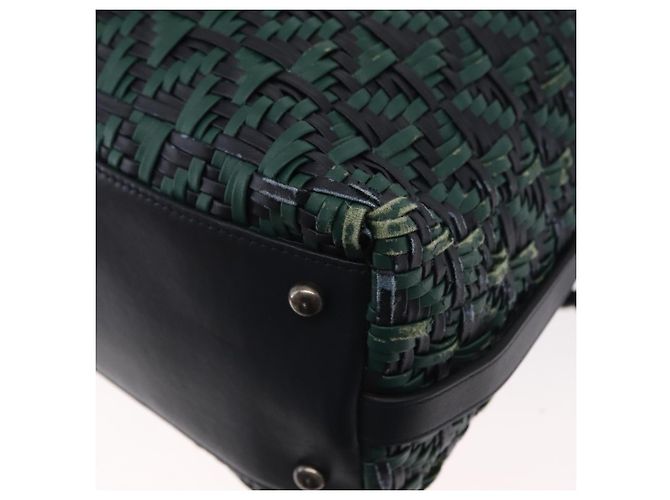 CHANEL Borsa a Mano in Pelle 2 in 1 Verde CC Auth BA8704 - vista 17