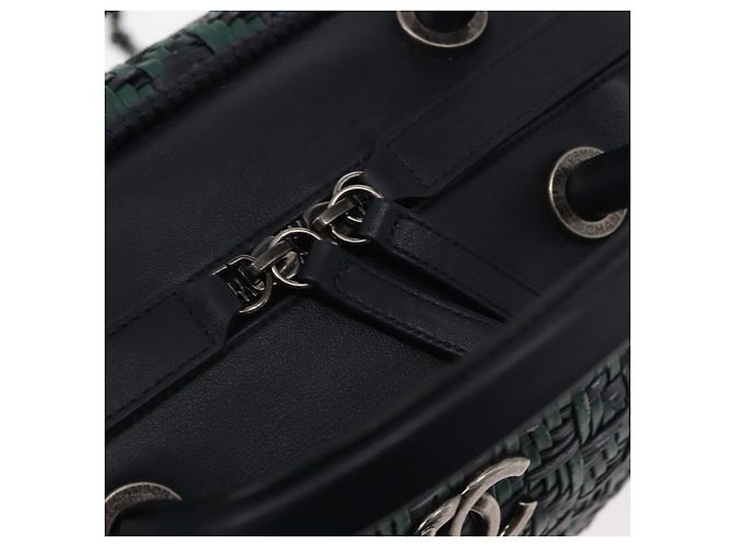 CHANEL Borsa a Mano in Pelle 2 in 1 Verde CC Auth BA8704 - vista 18