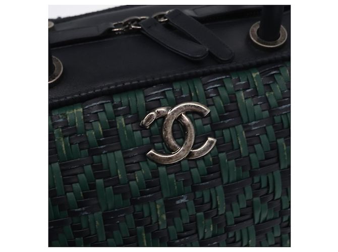 CHANEL Borsa a Mano in Pelle 2 in 1 Verde CC Auth BA8704 - vista 19