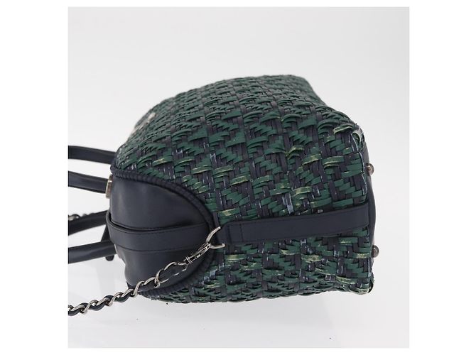 CHANEL Borsa a Mano in Pelle 2 in 1 Verde CC Auth BA8704 - vista 4