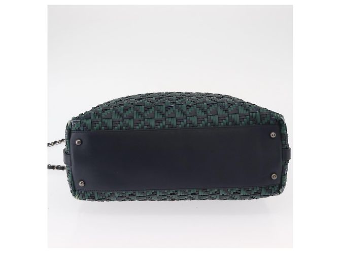 CHANEL Borsa a Mano in Pelle 2 in 1 Verde CC Auth BA8704 - vista 5