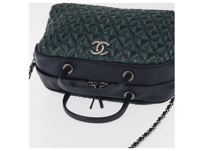 CHANEL Borsa a Mano in Pelle 2 in 1 Verde CC Auth BA8704 - vista 6