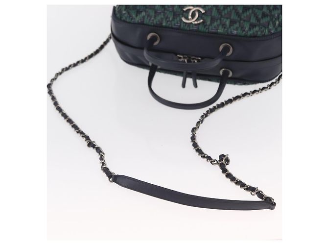 CHANEL Borsa a Mano in Pelle 2 in 1 Verde CC Auth BA8704 - vista 9