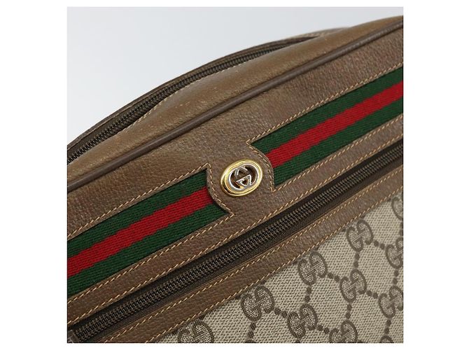 Borsa Sherry Line GG Supreme Web di GUCCI in PVC beige e oro 56 02 088 Auth ep12386 D'oro - vista 17