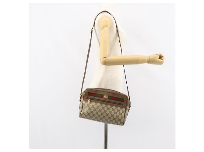 Borsa Sherry Line GG Supreme Web di GUCCI in PVC beige e oro 56 02 088 Auth ep12386 D'oro - vista 24