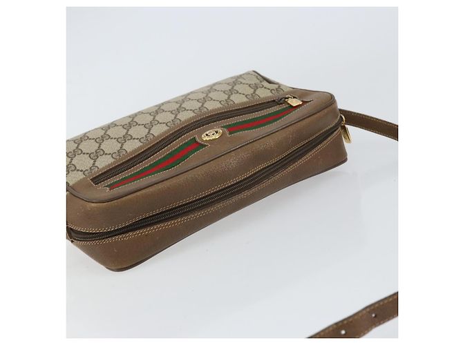 Borsa Sherry Line GG Supreme Web di GUCCI in PVC beige e oro 56 02 088 Auth ep12386 D'oro - vista 6