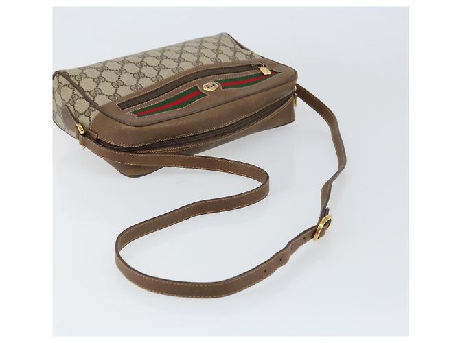 Borsa Sherry Line GG Supreme Web di GUCCI in PVC beige e oro 56 02 088 Auth ep12386 D'oro - vista 7