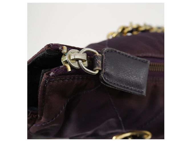 PRADA Borsa a Spalla con Catena Nylon Viola Oro Auth 155418 D'oro Porpora - vista 10