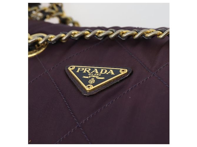 PRADA Borsa a Spalla con Catena Nylon Viola Oro Auth 155418 D'oro Porpora - vista 17