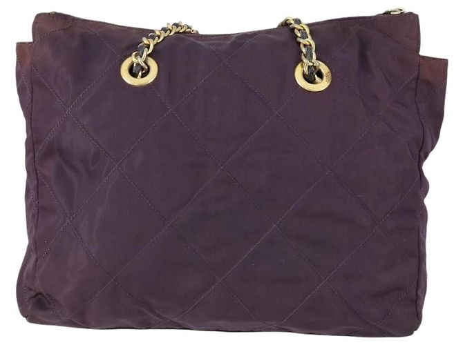 PRADA Borsa a Spalla con Catena Nylon Viola Oro Auth 155418 D'oro Porpora - vista 2