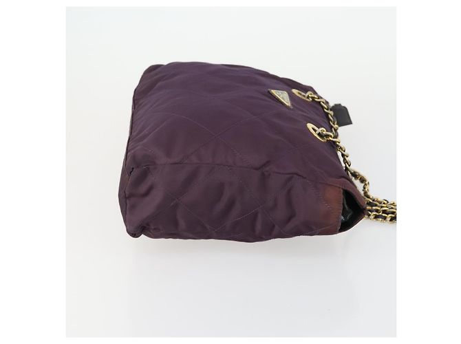 PRADA Borsa a Spalla con Catena Nylon Viola Oro Auth 155418 D'oro Porpora - vista 3